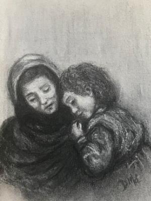 Sketchbook drawing #6 : Flight: Mother and Child (SOLD) Sketchbook drawing #6 : Flight: Mother and Child (SOLD)