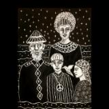 WHITE ON BLACK INTUITIVE DRAWINGS w/ HAIKU Post Cards